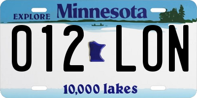 MN license plate 012LON