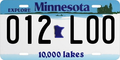 MN license plate 012LOO