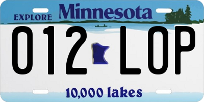MN license plate 012LOP