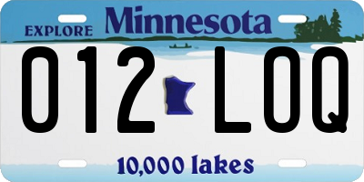 MN license plate 012LOQ