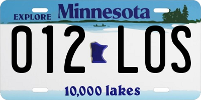 MN license plate 012LOS
