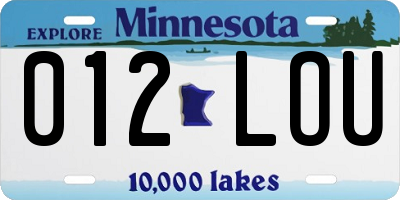 MN license plate 012LOU