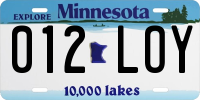 MN license plate 012LOY
