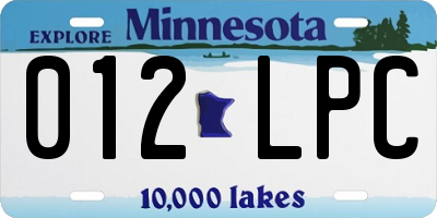 MN license plate 012LPC