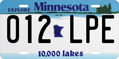 MN license plate 012LPE
