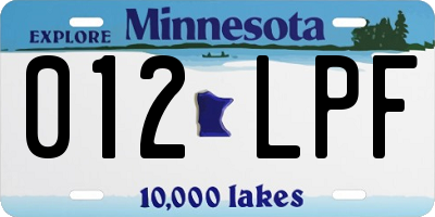 MN license plate 012LPF