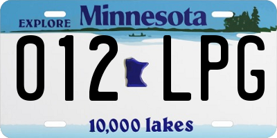 MN license plate 012LPG