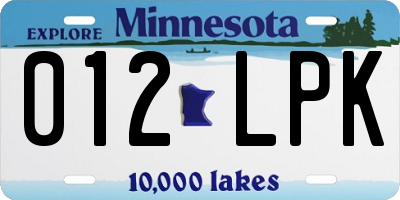 MN license plate 012LPK