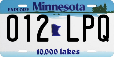 MN license plate 012LPQ