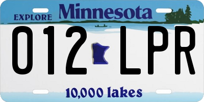 MN license plate 012LPR