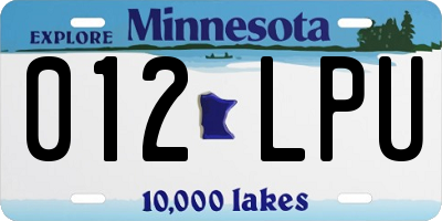 MN license plate 012LPU