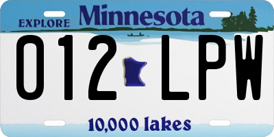 MN license plate 012LPW