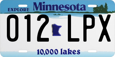 MN license plate 012LPX