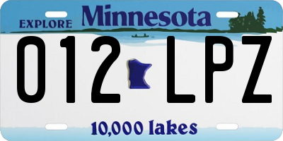 MN license plate 012LPZ