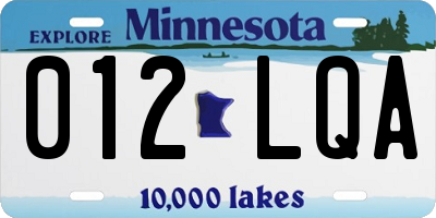 MN license plate 012LQA