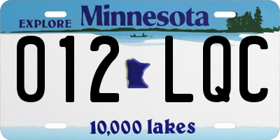 MN license plate 012LQC