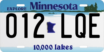 MN license plate 012LQE