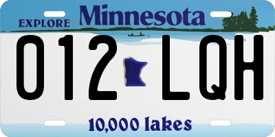 MN license plate 012LQH