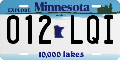 MN license plate 012LQI
