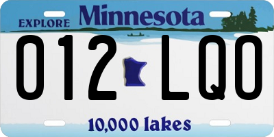 MN license plate 012LQO