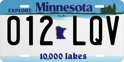 MN license plate 012LQV
