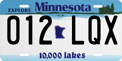 MN license plate 012LQX