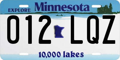 MN license plate 012LQZ