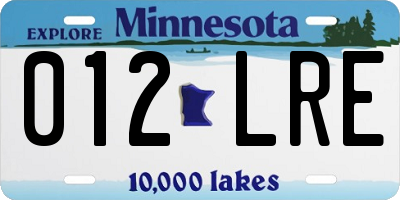 MN license plate 012LRE