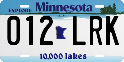 MN license plate 012LRK
