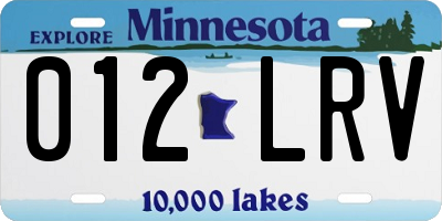 MN license plate 012LRV
