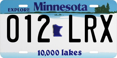 MN license plate 012LRX