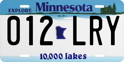 MN license plate 012LRY