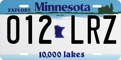 MN license plate 012LRZ