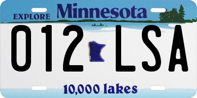 MN license plate 012LSA