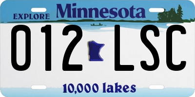 MN license plate 012LSC