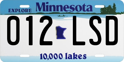 MN license plate 012LSD