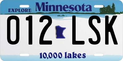 MN license plate 012LSK