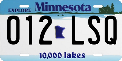 MN license plate 012LSQ