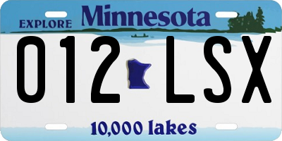 MN license plate 012LSX