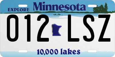 MN license plate 012LSZ