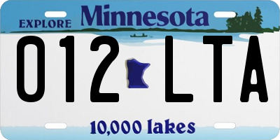 MN license plate 012LTA