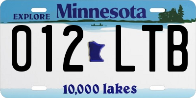 MN license plate 012LTB