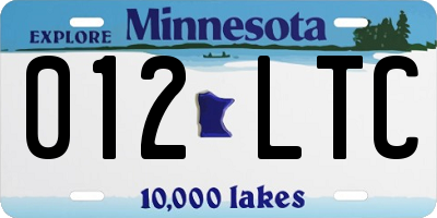 MN license plate 012LTC