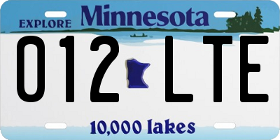 MN license plate 012LTE