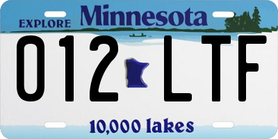 MN license plate 012LTF