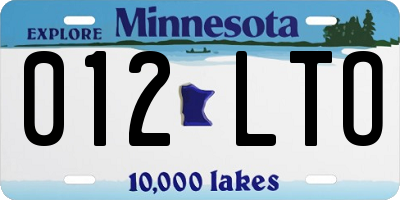 MN license plate 012LTO