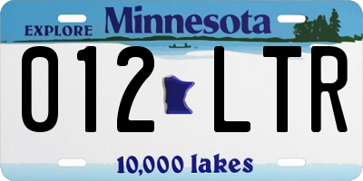 MN license plate 012LTR