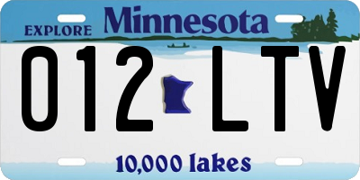 MN license plate 012LTV