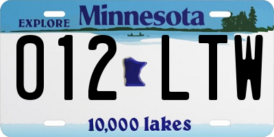 MN license plate 012LTW