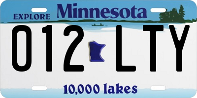 MN license plate 012LTY